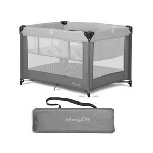 Dream On Me Zazzy Portable Playard with Bassinet in Grey, Packable and Easy Setup Baby Playard, Lightweight and Portable Playard for Baby with Mattress and Travel Bag (Gray)