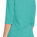 Womens Tops 3/4 Sleeve V Neck Button Down Shirts Business Casual Outfit Basic Tees Summer Top 2025 (XL)