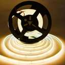 COB LED Strip Lights, Dimmable AC110V-130V 16.4ft Super Bright 30000LM Waterproof 1200 LED Ribbon, 2 Times Brightness Than 12V COB LED Strip Lights, Warm White 3000K