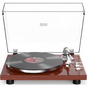 Record Player Turntables for Vinyl Record Belt-Drive Wireless Output Connectivity Phono Line Out USB Digital to PC Recording MM Audio Cartridge Stylus Counterweight Piano Shiny Classic Red