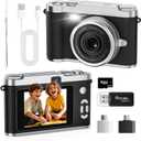 Upgrade Kids Selfie Camera, HD Digital Video Cameras for Toddler, Portable Toy for 3 4 5 6 7 8 Year Old Girl with 32GB SD Card-Black