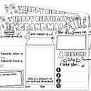 8" X 10" Grandma Birthday Coloring Page, 5 Pcs Happy Birthday Grandma Graffiti Card, Personalized Fill in Blanks Interview Q&A Keepsake, Grandma's Birthday Activity Favors and Supplies