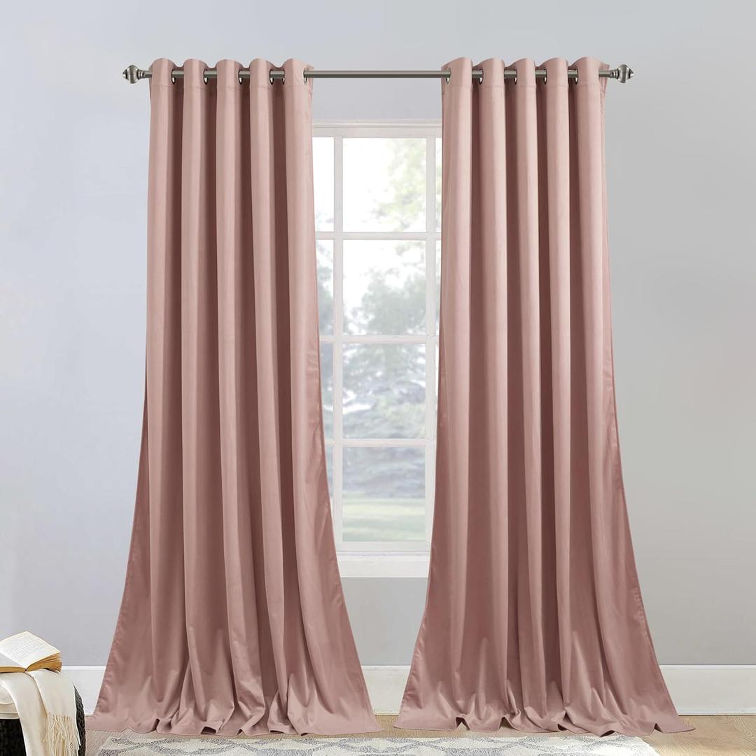 StangH Elegant Velvet Curtains Dusty Pink 84 inches Long for Girls Bedroom, Soft Privacy Light Dimming Window Drapes for Living Room Classic Panels for Wedding Backdrops, W62 x L84, 2 Panels