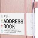 Taja Address Book with Alphabetical Tabs,Hardcover Address Books Large Print for Record Contacts, Small Address Book to Store All Your Important Informations In One Place - Rose Gold