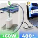 AINOPE Right Angle USB C Cable [2-, 6.6FT] with USB Adapter, 60W iPad Charging Cord 90 Degree USB C Cabel for iPad Air/Pro,Carplay Cable Type C Fast Charging Gifts for iPhone 17/16/15 Pro Max, Gray