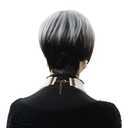 MOONSHOW Pixie Cut Wig Short Grey Wigs for Black Women Ombre Grey Short Wigs Pixie Cut Wigs with Bangs Synthetic Gray Pixie Haircut Wig for Black Women
