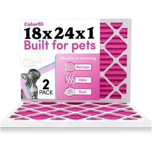 Colorfil 18x24x1 Air Filter (2-Pack) | Made in the USA | Color Changing | Remove Cat and Dog Odor | MERV 8 for Pet Hair Dander and Dust | 17.5"x23.5"x0.75" Exact Size