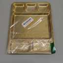 Cabilock Stainless Steel Divided Plates Dish, 6 Section Food Serving Platter, Household Rectangular Veggie Fruit Tray for Breakfast Dinner Snack Dessert, Golden