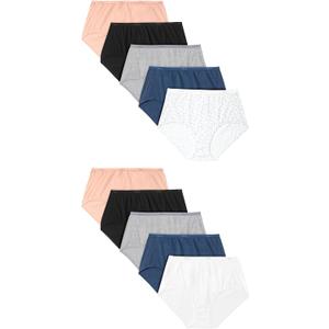 Hanes Women's Underwear Pack, 10-Pack, Full-Coverage Cotton Blend Panties, Moisture-Wicking Underwear for Women (S)