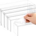 Thyores 5 Pcs Large Acrylic Risers, Clear Display Showcase Collectibles Display Shelf, Retail Desktop Display Cupcake Stand Dessert Stand