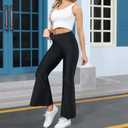 2 x Sghenr Women's Shiny High Waisted Flare Yoga Pants Tummy Control Wide Leg Casual Workout Leggings (Black, M)