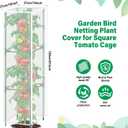 3 Pack Garden Bird Netting Plant Cover for Square Tomato Cage,14.6"x14.6"x51.2" Insect Bird Barrier Tomato Cage Net with Zipper Drawstring,Tomato Trellis Netting Protection Cover for Protecting Plants