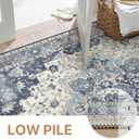 GENIMO 2x7 Runner Rugs for Hallway, Machine Washable Non Slip Vintage Rugs, Low Pile Lightweight Soft Print Rug for enrtyway, Corridor, Home Office, Kitchen, Center Blue