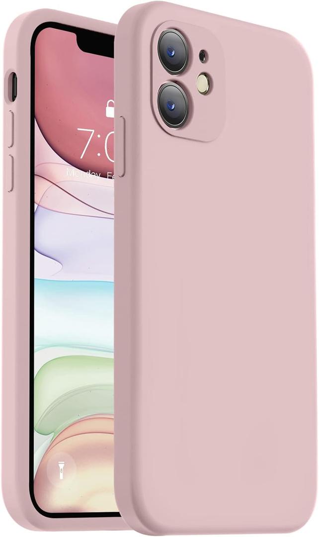 Vooii Compatible with iPhone 11 Case, Upgraded Liquid Silicone with [Flat Edges] [Camera Protection] [Soft Anti-Scratch Microfiber Lining] Phone Case for iPhone 11 6.1 inch - Sand Pink