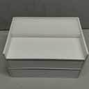 Bamboo Desk Organizer with Drawers Wooden Desktop Storage Organization Box for Bills Office Supplies Kitchen Utensils Organizing Tool for Home Classroom Vanity, No Assembly Required (2 Drawers, White)