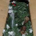 Christmas Garland with Lights, 50 LEDs 9FT Prelit Garland Battery Operated Outdoor Indoor Christmas Decorations Lighted Garland for Stairs Railing Fireplace Mantle Front Door Home Holiday Decor