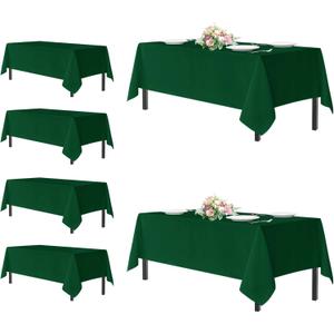 sancua Tablecloths for 8 Foot Rectangle Tables, 6 Pack - Washable Polyester Fabric Table Cloth for Chirstmas Party, Birthday, Banquet Reception, 60x120 Inch Hunter Green