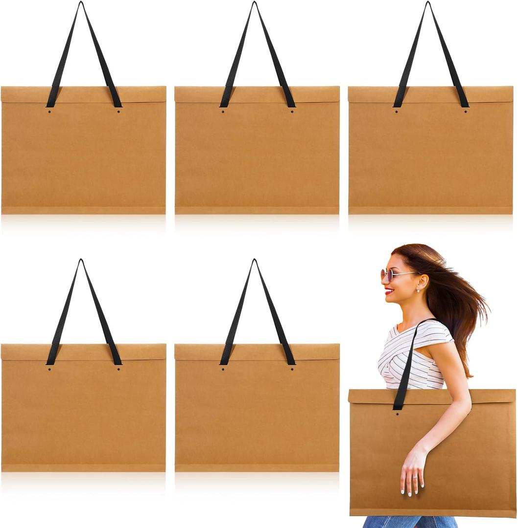 Engrowtic 5 Pcs Art Portfolio Bag 17 x 22 Inch Paper Portfolio Folder with Handle Poster Storage Bag for Artwork Portfolio Art Organizers and Storage Art Supply Bag for Poster Bulletin Boards Painting