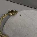 Deco 79 Marble Oval Tray with Gold Twisted Leaf Handles, 20" x 10" x 2", White