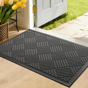 Front Door Mat, Heavy Duty Non-Slip Doormat 31.5"x20", Grey