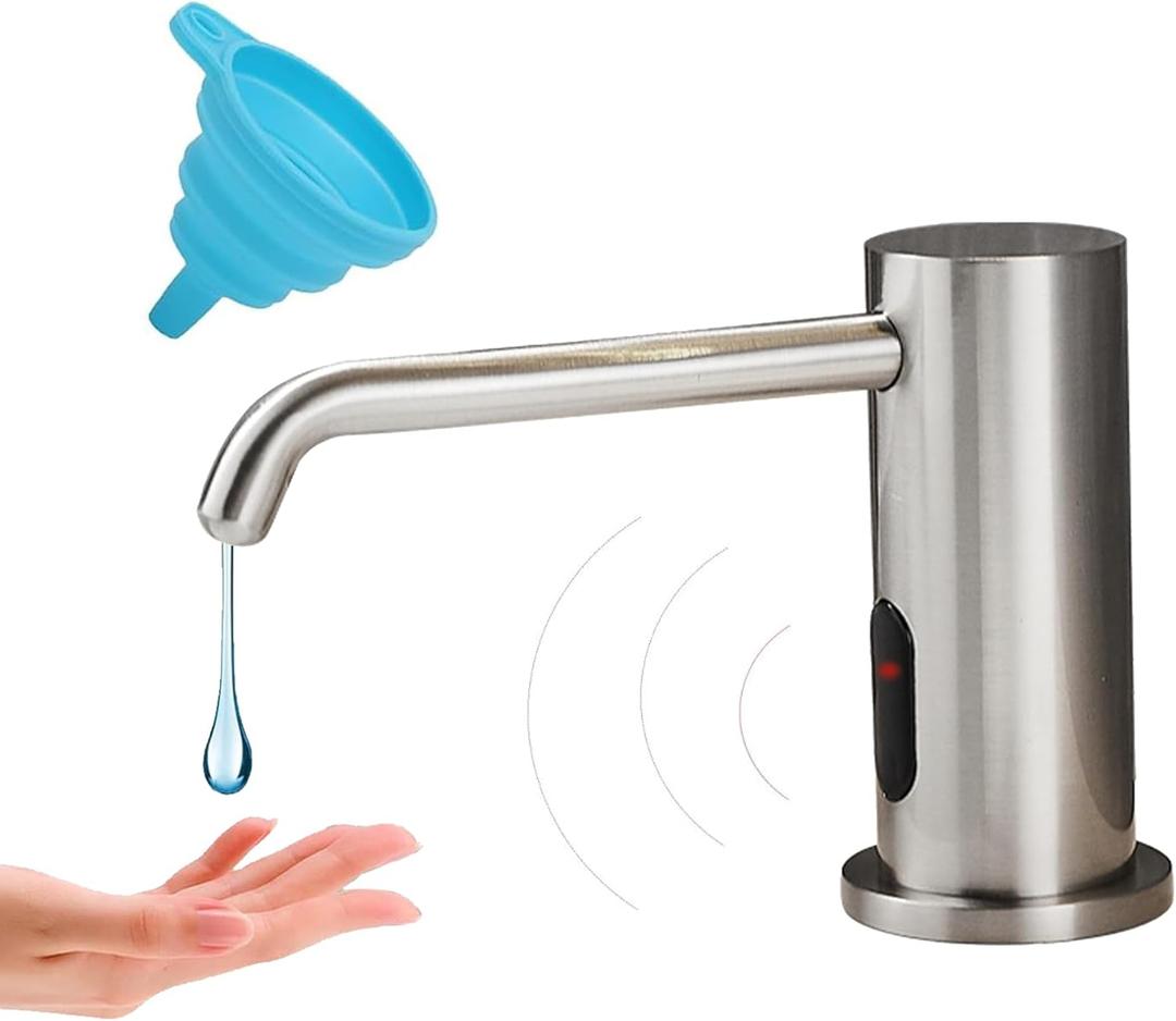 Touchless Automatic Soap Dispenser for Kitchen Bathroom Sink Built in Brushed Nickel Liquid Commercial Electric Soap Dispenser with Bottle and Pump Brushed Nickel