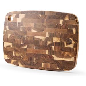 Wood Cutting Board Butcher Block, Wooden Chopping Board Handles Meat Cheese Charcuterie Board, Ideal for Chopping, Slicing, and Dicing 15.7 x 11 Inch (Dark Brown Walnut)