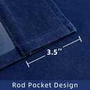 Joydeco Blue Velvet Curtains 84 inch Length 2 Panels Burg Set, Luxury Rod Pocket Thermal Insulated Window Blackout Curtain, Room Darkening Drapes for Living Dining Room Bedroom Privacy