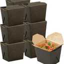 Restaurantware Chinese Take Out Boxes 25 Pack of 8 oz Grease-resistant Party Take Out Food Containers Disposable Stackable Asian Square Black Paper To Go Boxes For Restaurants
