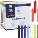 Candle Charisma 50 Multi-Colored Spell Candles - 4" Unscented Paraffin Chime Candles, Smokeless & Dripless, Colored Candles, 1.5 Hours Burn Time 0.4" Thick Taper Candles for Parties