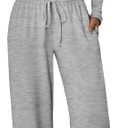 Women’s 2 Piece Lounge Set Long Sleeve Fitted Top Wide Leg Pants Comfy Lightweight Travel Outfit Chic Matching Set, Small
