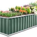 KING BIRD Galvanized Raised Garden Bed with 2 Installation Methods for DIY, 101" x 36" x 18" Heightened Planter Kit Box Outdoor for Deep-Rooted Vegetables, Flowers, Green