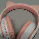 Kids Bluetooth Wireless Over-Ear Cat Ear Headphones with Microphone for Kids Teens Adults (Pink)