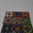9 Mexican Tiles 4"x 4" Hand Painted Talavera F- 40