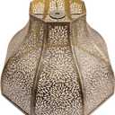 Exquisite Eight-Petal Lotus Metal Cover with Etched Chrysanthemum Pattern in Antique Bronze and Gold Finish for Table Lamp Floor Lamp Fits Living Room Bedroom ALUCSET Metal Lamp Shade, 13"w X 9.5"h