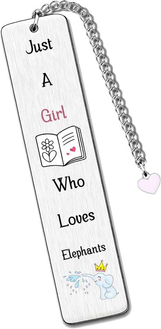 2 x Elephant Bookmarks Cute Bestie Women Teens Distance Accompany Just a Girl who Loves Elephants Daughter Sister Niece Friend Accessory Personalised Birthday Wife Valentines Day Elephant Christmas Gifts