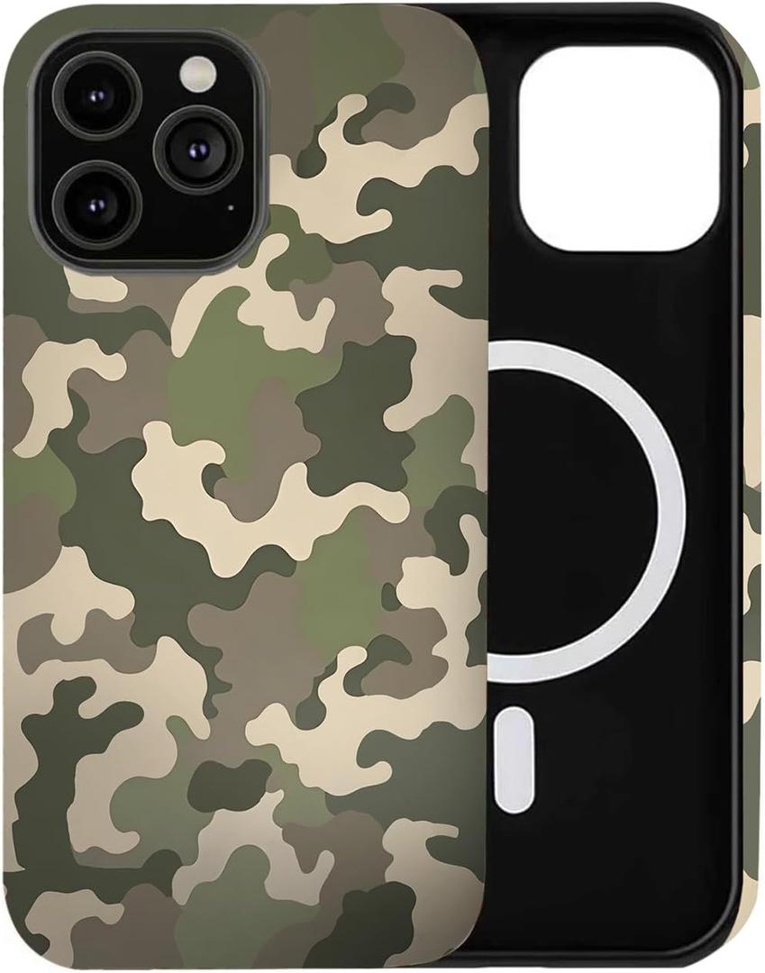 Case Compatible with iPhone 17 Pro Max,[Compatible with MagSafe] Camouflage Camo Phone Case for Girl Women Boy Men,Dual-Layer Fashion Design Blue