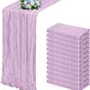 12 Pack Lavender Cheesecloth Table Runner 17x108 Inch Semi Sheer Boho Gauze Cheese Cloth Fabric Table Runners, for Wedding Party Baby Shower Birthday Home Decor Garden Farmhouse