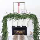 Christmas Norfolk Pine Garland Clearance- 6ft Artificial Greenery Garlands Norfolk Pine Leaves Real Touch Garland for Christmas Holiday Mantle Fireplace Table Home Decor (6 feet)