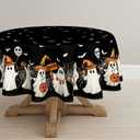 Horaldaily Halloween Tablecloth 6060 Inch Round, Black Bat Ghost Pumpkin Spider Cobweb Washable Seasonal Table Cover for Party Picnic Dinner Decor