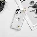 NITITOP Compatible with iPhone 11 Case Clear Cute Pattern Design for Women Girls with Wrist Adjustable Hand Strap Kickstand Grip Holder Soft TPU Slim Protective Phone Cover - Flower Leaves