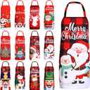 Suhine 12 Pcs Christmas Aprons Bulk Adjustable Red Plaid Xmas Santa Elf Pink Apron for Women Men Cooking Baking Holiday Party