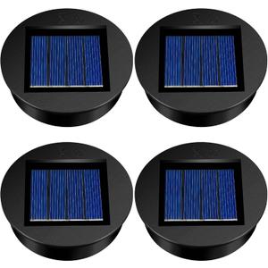 4 Pieces Replacement Solar Light Tops Outdoor Hanging Lantern Solar Light Parts Round Waterproof Decorative for Outdoor Hanging Lanterns, Warm (3.15 Inch in Diameter)