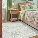 Sage Vintage Area Rug 3x5 for Living Room Bedroom, Washable Distressed Farmhouse Soft Thin Non-Shedding Indoor Throw Rug, Traditional Accent Carpet for Bedroom Office