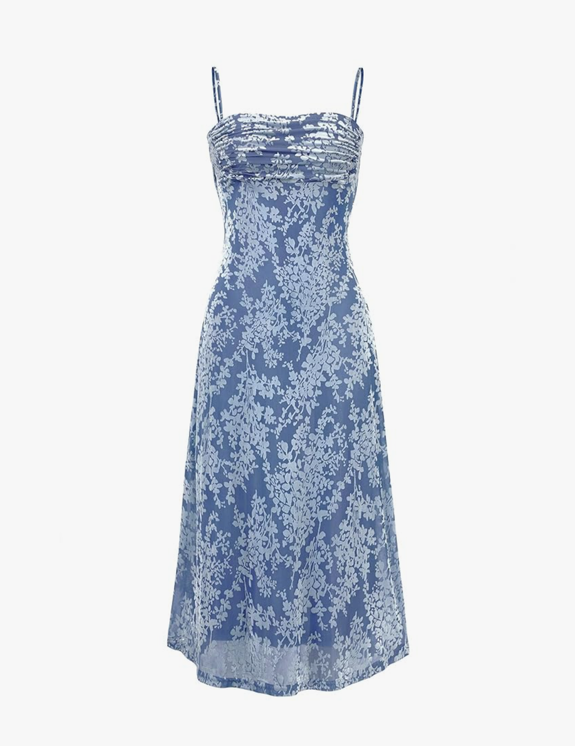 BTFBM Women's Summer Dress Sleeveless Spaghetti Strap Midi Dress Sexy Cowl Neck Floral Cocktail Dress Party Dresses, S