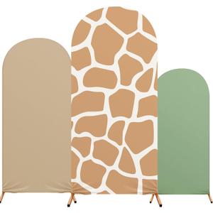 Safari Party Arch Backdrop Cover Set of 3 Khaki Arch Covers Spandex Stretch Backdrop Stand 4ft, 5ft, 6ft for Wedding Birthday Banquet Ceremony Decoration