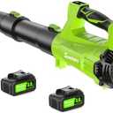 Electric Leaf Blower Cordless with 2 3.0Ah Battery and Charger, 2 Speed Mode 650CFM 280MPH Patio Tools with 2 Tubes, 20V Battery Powered Leaf Cleaner Handheld Blowers for Lawn Care, Dust, Leaves, Yard