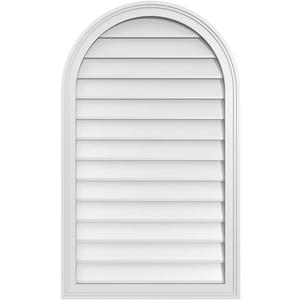 Ekena Millwork GVPRT24X4002SN Round Top Surface Mount PVC Gable Vent, 24"W x 40"H, Factory Primed White