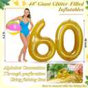 HyDren 48 Inch Inflatable Number Pool Float Giant Balloon Style Birthday Pool Party Decoration, Summer Outdoor Floating Fun, Large Inflatable Photo Prop for Teens, Adults, Women and Men, Gold