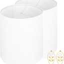 White Tall Drum Lamp Shades Set of 2, 11"Top X11" Bottom X 12"High Fits For Table Lamps, Floor Lamps Replacement Thickened High-Grade Linen, Spider, Harp Holders Included, Easy Assembly