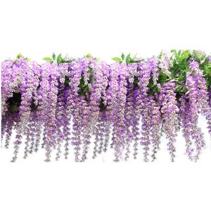 Artificial Fake Wisteria Vine Garland-GreenDec 3.6 Feet Piece Ratta Hanging Flowers for Home Garden Wedding Dcor (Wisteria-Light Purple, 24 Pack)